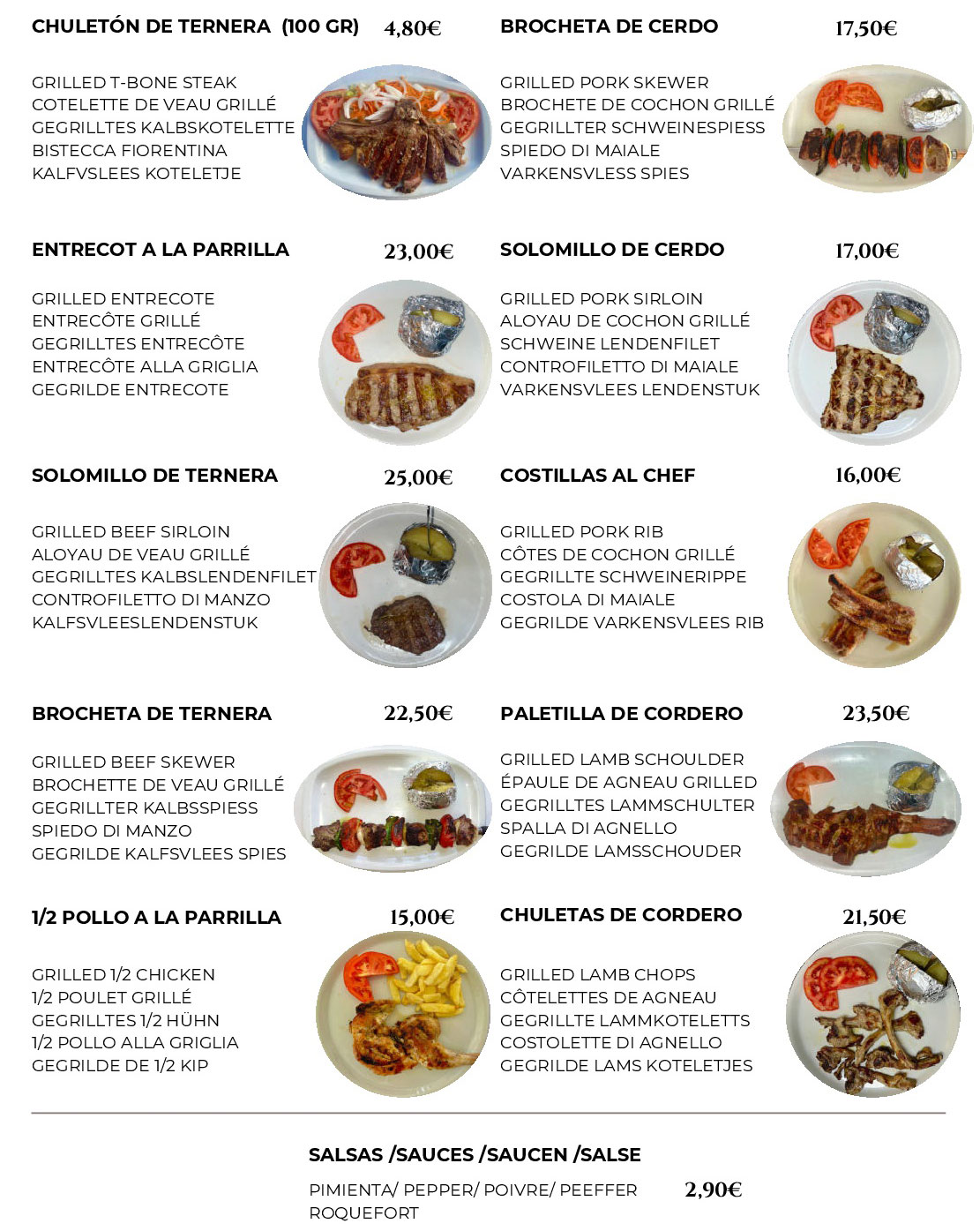 Carnes de la Paella Torremolinos - Carta Carnes de la Paella Torremolinos - Carta