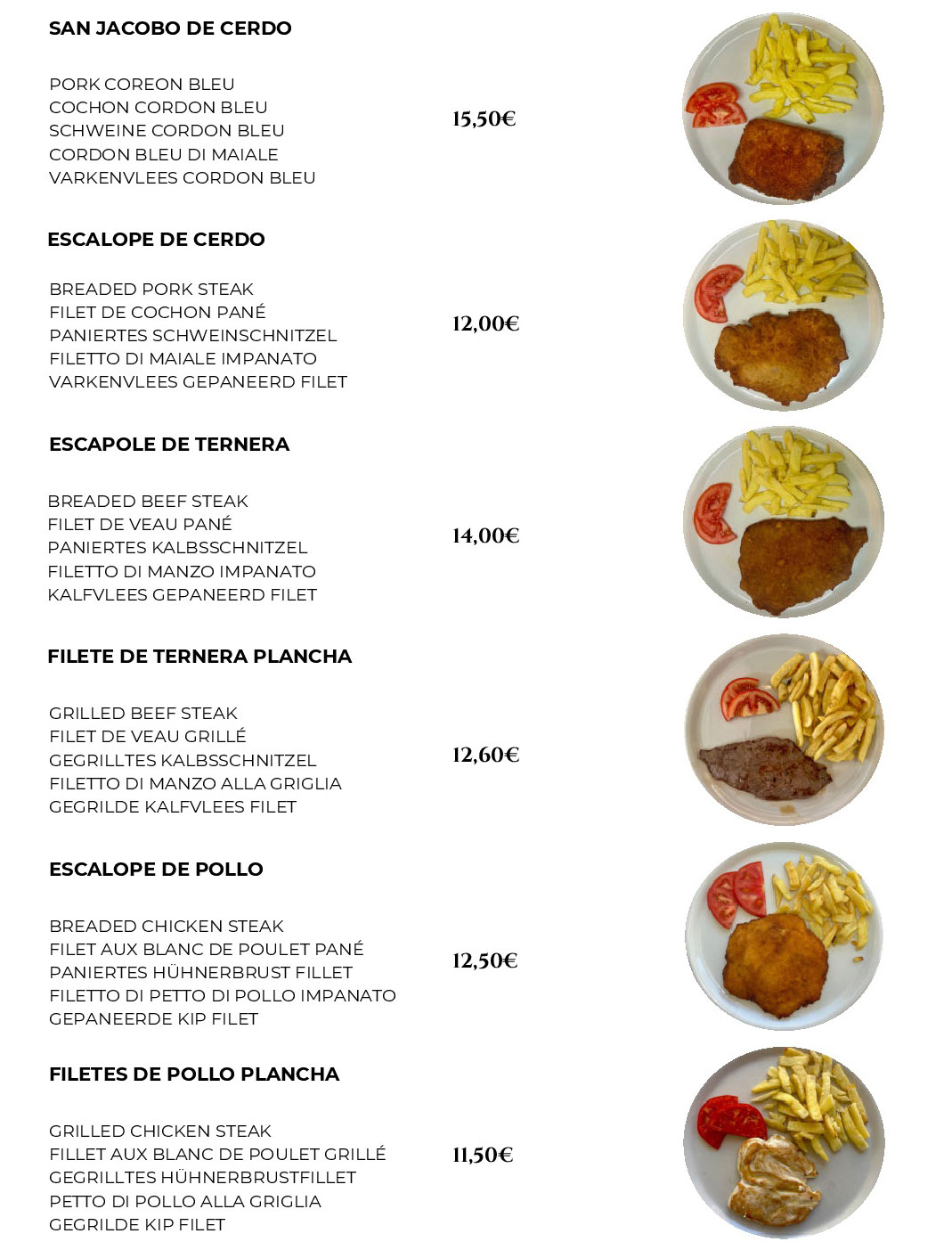 Combinados de la Paella Torremolinos - Carta Combinados de la Paella Torremolinos - Carta